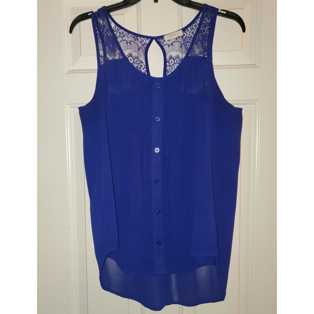 Blue lace trim tank
